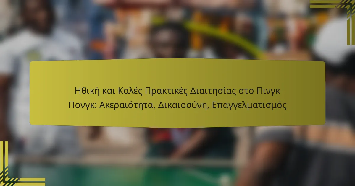 Ηθική και Καλές Πρακτικές Διαιτησίας στο Πινγκ Πονγκ: Ακεραιότητα, Δικαιοσύνη, Επαγγελματισμός